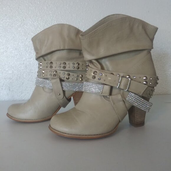 Dolce by  Moxy women's size 11 beige boots with bling - Picture 1 of 16